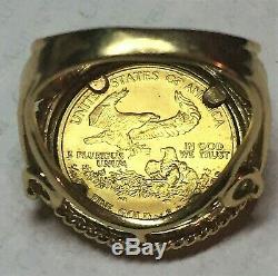 Art's Elegance Or 14k Pour Femmes $ 5 Bague Et Bracelet De Monnaies American Eagle Menthe