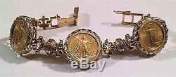 Art's Elegance Or 14k Pour Femmes $ 5 Bague Et Bracelet De Monnaies American Eagle Menthe