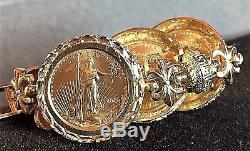 Art's Elegance Or 14k Pour Femmes $ 5 Bague Et Bracelet De Monnaies American Eagle Menthe