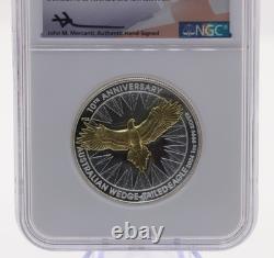 Australie 1 oz Argent NGC PF70 Gilt Proof Aigle à Queue en Wedge Première Jour d'Émission