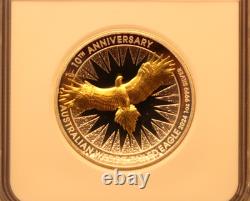 Australie 1 oz Argent NGC PF70 Gilt Proof Aigle à Queue en Wedge Première Jour d'Émission