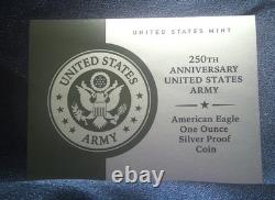 Boîte 2025-W Proof 1 $ American Silver Eagle Army Privy 250e anniversaire, OGP