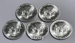 Cinq BU 1989 1 oz. 999 Argent Fin Pièces de Dollar en Argent Américain Eagle $1