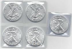 Coffret De Pièces De Monnaie American Eagle En Argent Sterling De 2016 (lot De 5) Five Troy Oz. 999 Lingots