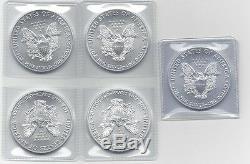 Coffret De Pièces De Monnaie American Eagle En Argent Sterling De 2016 (lot De 5) Five Troy Oz. 999 Lingots
