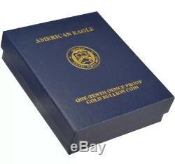 Coffret Et Certificat D'authenticité American Eagle Eagle Proof 1996 W 1/10 Oz
