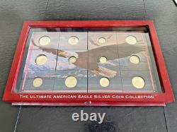 Collection de 12 pièces en argent American Eagle ultime de Danbury Mint avec étui d’exposition