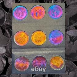 Collection de pièces d'argent américaines Silver Eagle 1986-2003 avec des tons arc-en-ciel monstres - Lot de 18 pièces