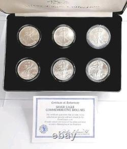 Collection de pièces en argent Morgan Mint Silver Eagle - 6 magnifiques pièces de dollar et étui d'origine Collection de pièces en argent Morgan Mint Silver Eagle - 6 magnifiques pièces de dollar et étui d'origine