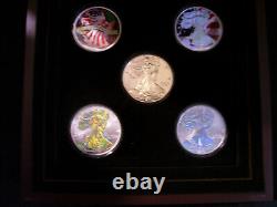 Collection ultime d'aigles en argent 2005 - 5 pièces colorisées de la Monnaie Morgan