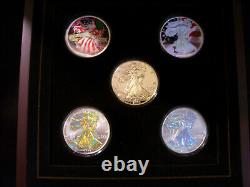 Collection ultime d'aigles en argent 2005 - 5 pièces colorisées de la Monnaie Morgan