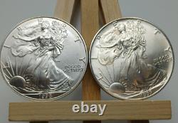 Combo de 2 pièces de 1 oz American Silver Eagle 1998 & 1995 Gem Mint Non Circulé
