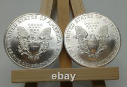 Combo de 2 pièces de 1 oz American Silver Eagle 1998 & 1995 Gem Mint Non Circulé
