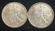 Deux (2) American Silver Eagles De 1994 En état Bu 99,9 % Argent (lot A)