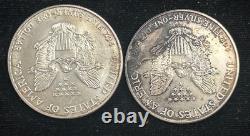 Deux (2) American Silver Eagles de 1994 en état BU 99,9 % argent (Lot A)