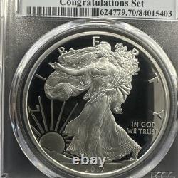 Dollar Silver Eagle 2017 Première Journée d'Émission Ensemble Félicitations PCGS PR70DCAM