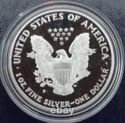 Dollar en argent américain Eagle de 1999-P Proof $1 avec boîte et certificat d'authenticité US Mint Bullion OGP