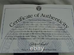 Dollar en argent américain Eagle de 1999-P Proof $1 avec boîte et certificat d'authenticité US Mint Bullion OGP