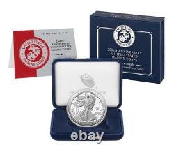 Eagle en Argent Américain Proof 2025 250ème Anniversaire du Corps des Marines en Main Expédition Immédiate