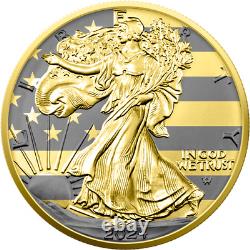 Édition annulaire en or de Eagle en argent de la Monnaie des États-Unis 2024 1 oz. 999 pièce d'argent capsule/coa