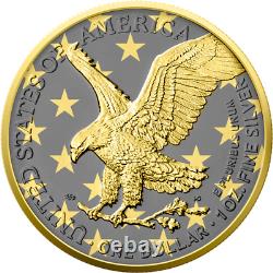 Édition annulaire en or de Eagle en argent de la Monnaie des États-Unis 2024 1 oz. 999 pièce d'argent capsule/coa