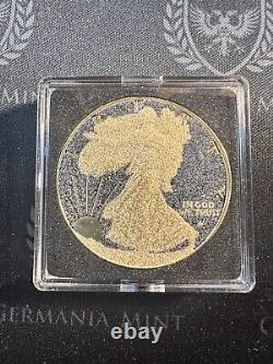 Édition limitée de la pièce d'argent américaine 2024 Silver Eagle 1 oz Or et Noir Glacé Poussière de Diamant