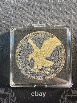 Édition limitée de la pièce d'argent américaine 2024 Silver Eagle 1 oz Or et Noir Glacé Poussière de Diamant
