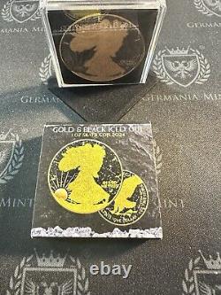 Édition limitée de la pièce d'argent américaine 2024 Silver Eagle 1 oz Or et Noir Glacé Poussière de Diamant