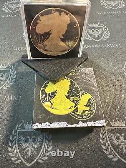Édition limitée de la pièce d'argent américaine 2024 Silver Eagle 1 oz Or et Noir Glacé Poussière de Diamant