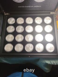 Ensemble complet de 40 pièces de l'American Silver Eagle de 1986 à 2025