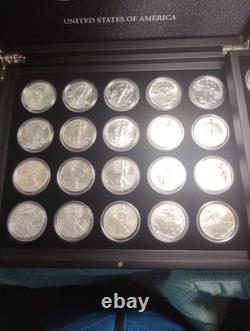 Ensemble complet de 40 pièces de l'American Silver Eagle de 1986 à 2025