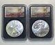 Ensemble De 2021 $1 Aigles D'argent Type 1 Et Type 2 Ngc Ms70 Fdoi