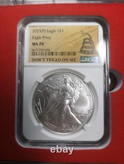 Ensemble de 2025P-2024 PNGC MS70 American Silver Eagle 1 $ avec Privy Eagle et Privy Star
