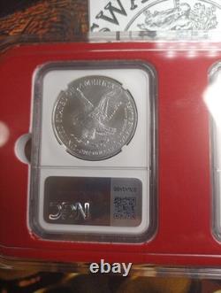 Ensemble de 2025P-2024 PNGC MS70 American Silver Eagle 1 $ avec Privy Eagle et Privy Star