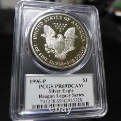 Ensemble de (2) 1996-P PROOF AIGLE EN ARGENT PCGS PR69 DCAM Signé par Ashley et Cameron