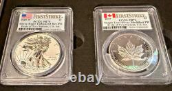 Ensemble de 2 pièces 2019 Pride of Two Nations Silver Eagle et Maple Leaf PCGS PR70 FDOI