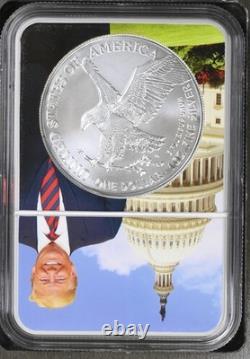 Ensemble de 2 pièces 2024 2025 Silver Eagle 1 $ TRUMP & REAGAN NGC MS70 TRÈS RARE