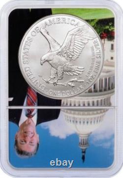 Ensemble de 2 pièces 2024 2025 Silver Eagle 1 $ TRUMP & REAGAN NGC MS70 TRÈS RARE