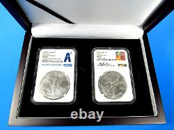 Ensemble de 2 pièces 2024 (P), Aigle en argent avec étoile privy NGC Ms 70/69 FDOI Gaudioso Sig