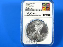 Ensemble de 2 pièces 2024 (P), Aigle en argent avec étoile privy NGC Ms 70/69 FDOI Gaudioso Sig