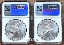 Ensemble de 2 pièces 2024 et 2025 P aigle en argent avec marquage NGC MS70 ER Philly