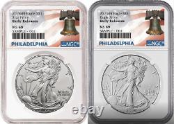 Ensemble de 2 pièces 2024 et 2025 P aigle en argent avec privy NGC MS69 ER prévente Philly