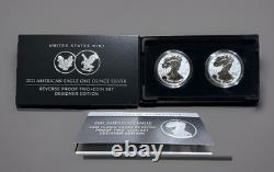 Ensemble de 2 pièces Édition Designer 2021 W & S Reverse Proof Silver Eagle 21xj