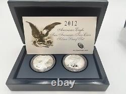 Ensemble de 2 pièces San Francisco Eagle en argent à l'épreuve inversée de 2012 avec boîte/coa