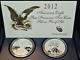 Ensemble De 2 Pièces En Argent American Eagle 2012 De La Monnaie Des États-unis De San Francisco, Boîte D'origine Avec Certificat D'authenticité.