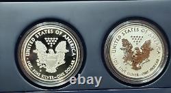 Ensemble de 2 pièces en argent American Eagle 2012 de la Monnaie des États-Unis de San Francisco, boîte d'origine avec certificat d'authenticité.