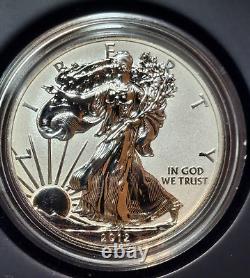 Ensemble de 2 pièces en argent American Eagle 2012 de la Monnaie des États-Unis de San Francisco, boîte d'origine avec certificat d'authenticité.