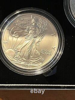 Ensemble de 3 pièces commémoratives en argent pour le 20e anniversaire de l'aigle américain, avec boîte de la Monnaie et certificat d'authenticité (COA)