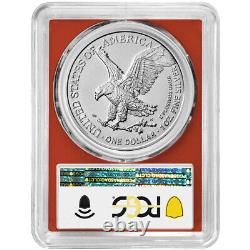 Ensemble de 3 pièces d'aigle d'argent américain de 2023 $1 PCGS MS70 FS avec étiquette Biden 46e, rouge et blanc.