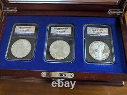 Ensemble de 3 pièces d'argent American Eagle 20e anniversaire de 2006 avec boîte d'exposition et clé